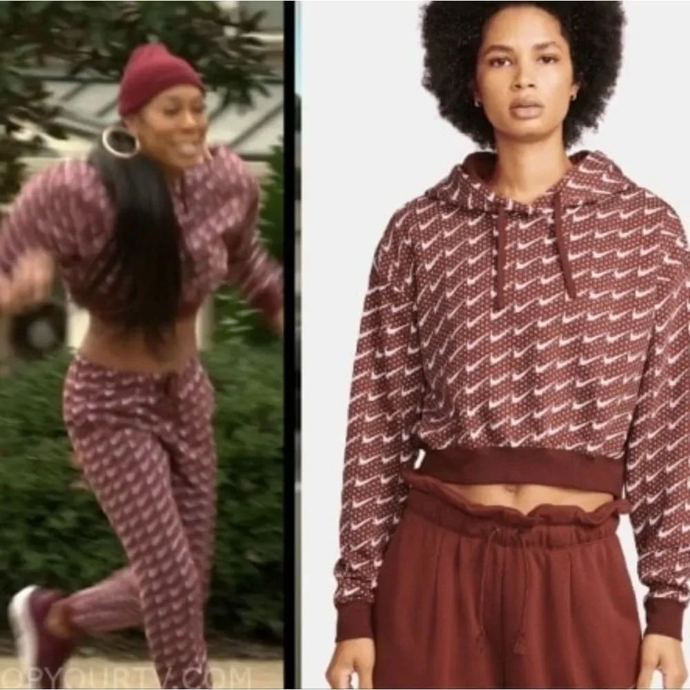 Nike Maroon and Lilac Monogram Hoodie Sweater Size Medium Real Housewives